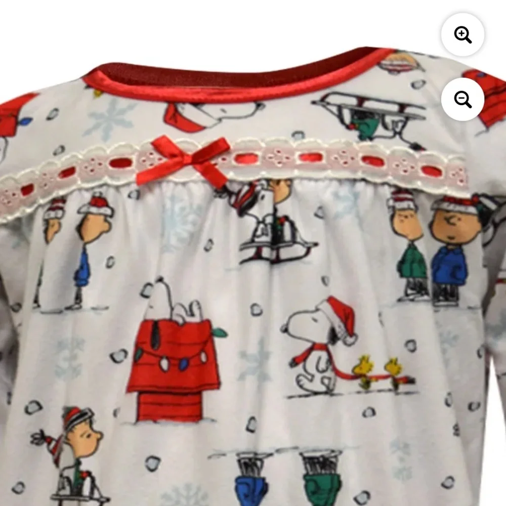 Peanuts Gang Charlie Brown Girls Long Sleeve Nightgown Pajamas 8 NEW
